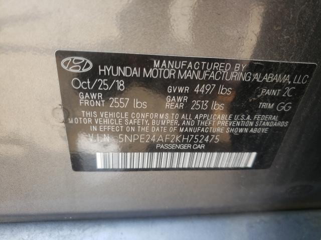 Photo 9 VIN: 5NPE24AF2KH752475 - HYUNDAI SONATA SE 