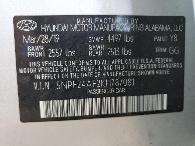 Photo 12 VIN: 5NPE24AF2KH787081 - HYUNDAI SONATA 