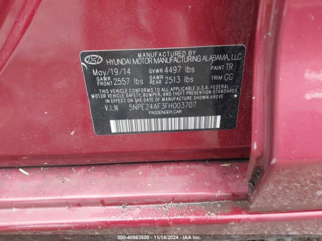 Photo 8 VIN: 5NPE24AF3FH003707 - HYUNDAI SONATA 