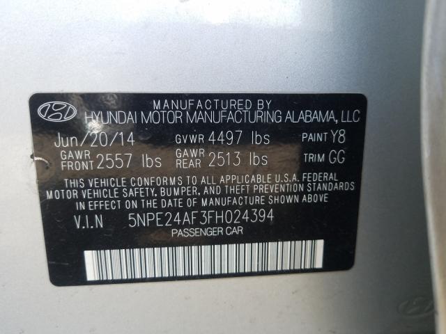 Photo 9 VIN: 5NPE24AF3FH024394 - HYUNDAI SONATA SE 