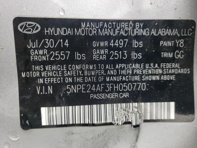 Photo 9 VIN: 5NPE24AF3FH050770 - HYUNDAI SONATA SE 