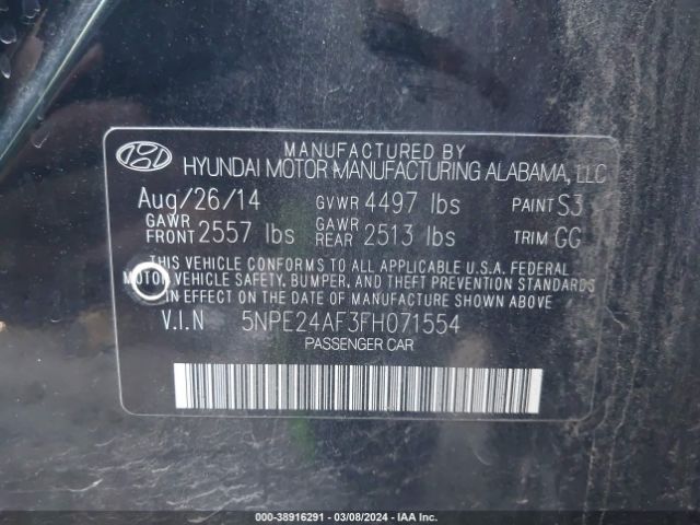 Photo 8 VIN: 5NPE24AF3FH071554 - HYUNDAI SONATA 