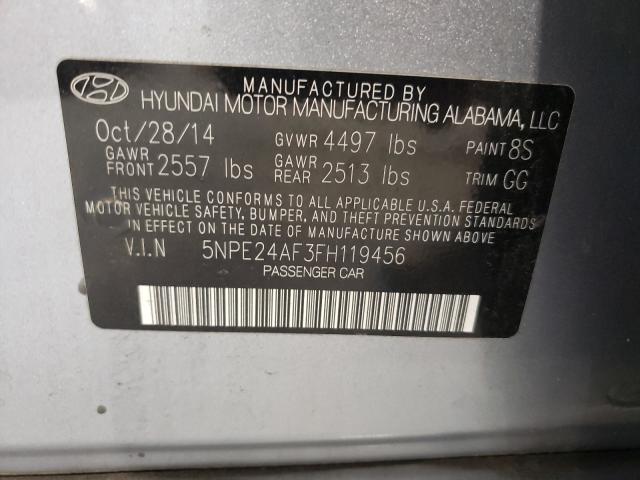 Photo 9 VIN: 5NPE24AF3FH119456 - HYUNDAI SONATA SE 