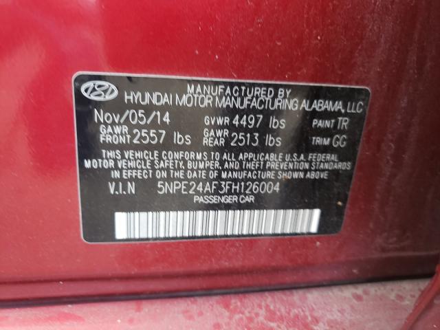 Photo 9 VIN: 5NPE24AF3FH126004 - HYUNDAI SONATA SE 