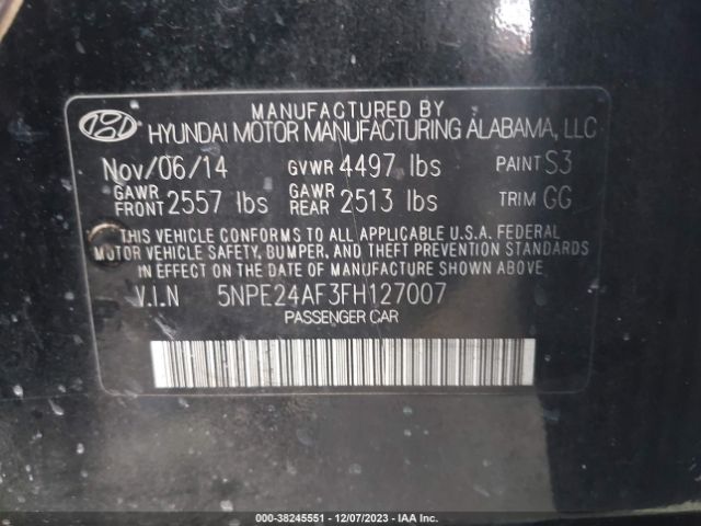 Photo 8 VIN: 5NPE24AF3FH127007 - HYUNDAI SONATA 