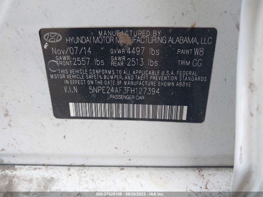 Photo 8 VIN: 5NPE24AF3FH127394 - HYUNDAI SONATA 