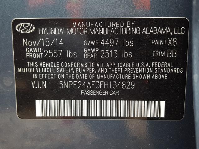 Photo 9 VIN: 5NPE24AF3FH134829 - HYUNDAI SONATA SE 