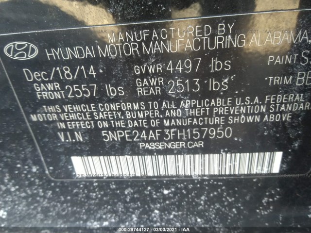 Photo 8 VIN: 5NPE24AF3FH157950 - HYUNDAI SONATA 