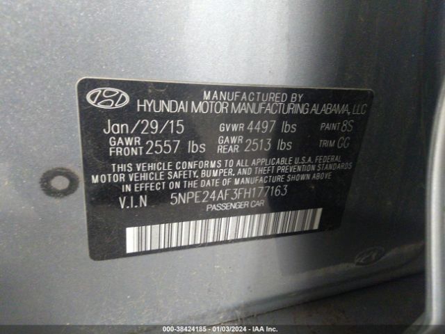 Photo 8 VIN: 5NPE24AF3FH177163 - HYUNDAI SONATA 