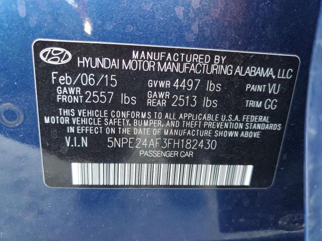 Photo 9 VIN: 5NPE24AF3FH182430 - HYUNDAI SONATA SE 