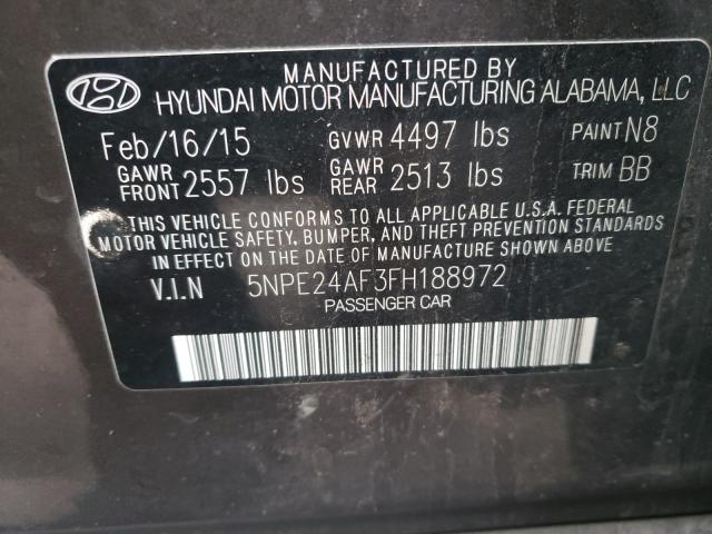 Photo 9 VIN: 5NPE24AF3FH188972 - HYUNDAI SONATA 