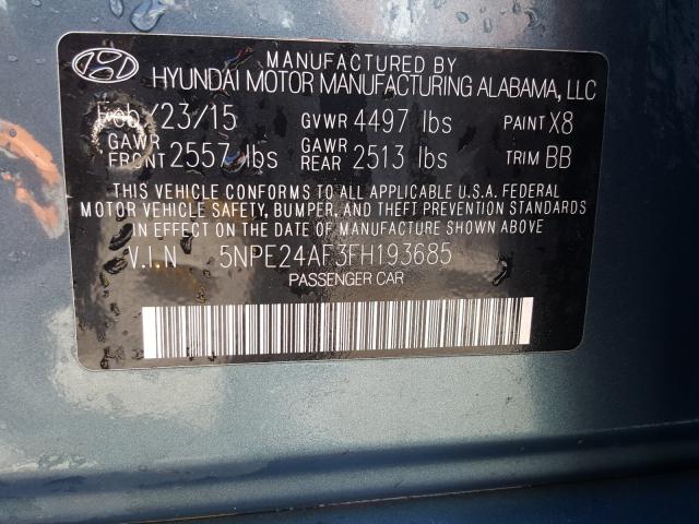 Photo 9 VIN: 5NPE24AF3FH193685 - HYUNDAI SONATA SE 