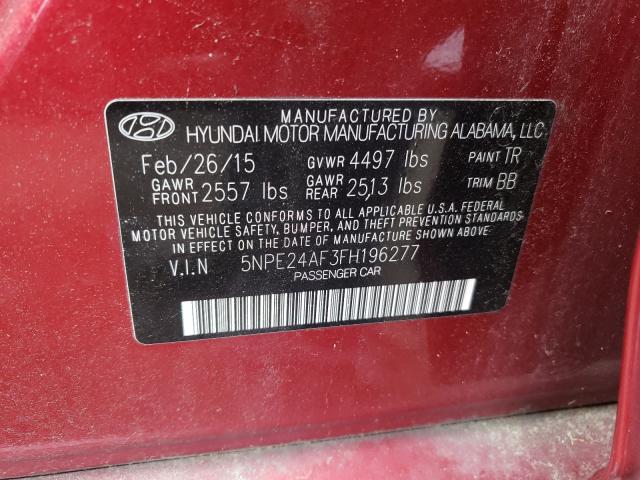 Photo 9 VIN: 5NPE24AF3FH196277 - HYUNDAI SONATA SE 