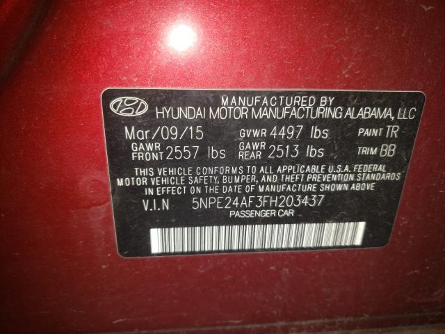 Photo 9 VIN: 5NPE24AF3FH203437 - HYUNDAI SONATA SE 