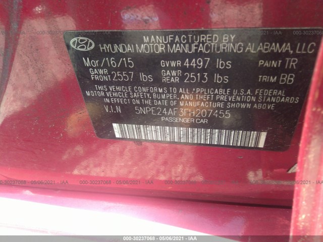 Photo 8 VIN: 5NPE24AF3FH207455 - HYUNDAI SONATA 