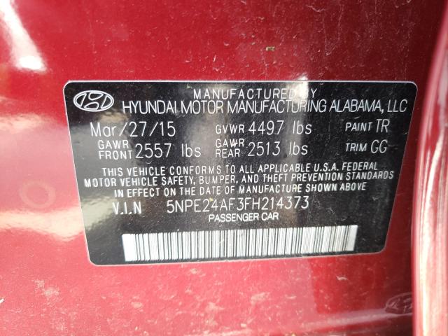 Photo 9 VIN: 5NPE24AF3FH214373 - HYUNDAI SONATA SE 