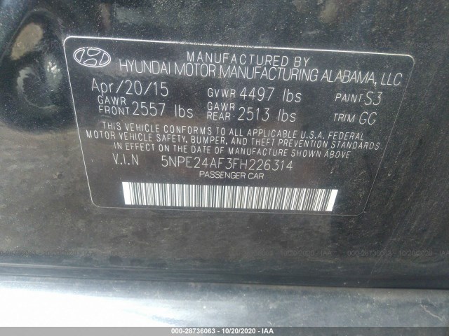 Photo 8 VIN: 5NPE24AF3FH226314 - HYUNDAI SONATA 