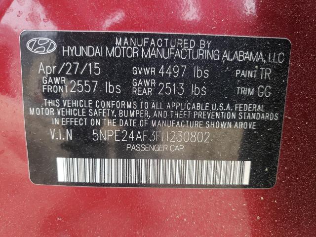 Photo 9 VIN: 5NPE24AF3FH230802 - HYUNDAI SONATA SE 