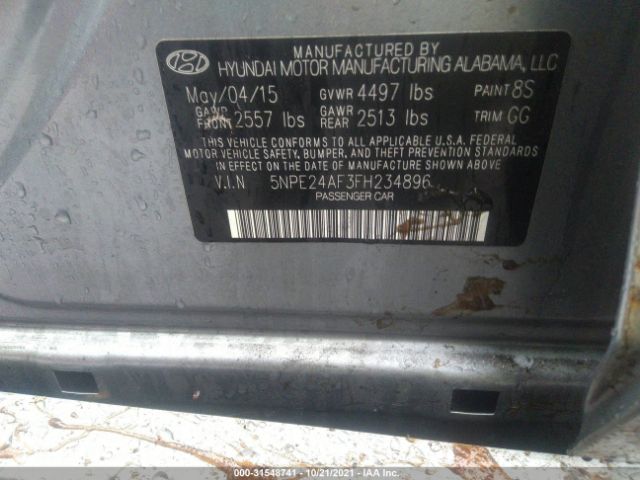 Photo 8 VIN: 5NPE24AF3FH234896 - HYUNDAI SONATA 