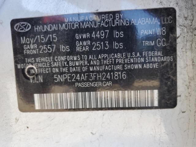 Photo 11 VIN: 5NPE24AF3FH241816 - HYUNDAI SONATA SE 