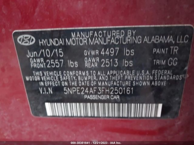 Photo 8 VIN: 5NPE24AF3FH250161 - HYUNDAI SONATA 