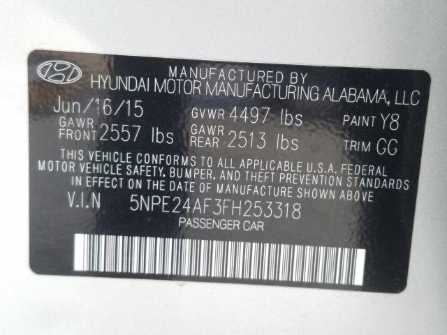 Photo 9 VIN: 5NPE24AF3FH253318 - HYUNDAI SONATA SE 