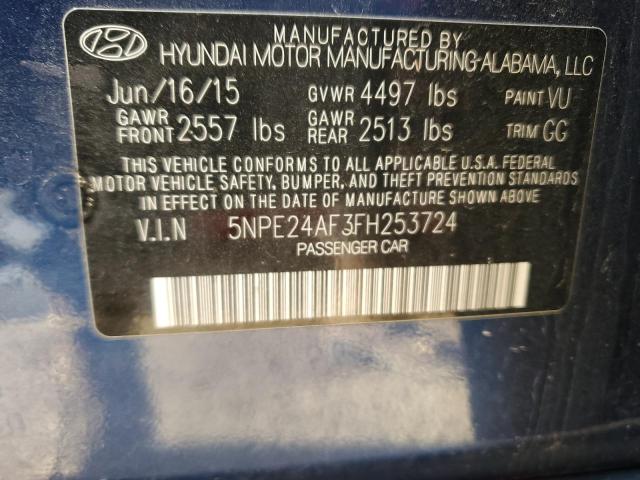 Photo 11 VIN: 5NPE24AF3FH253724 - HYUNDAI SONATA 