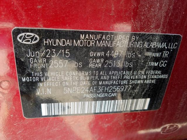 Photo 9 VIN: 5NPE24AF3FH256977 - HYUNDAI SONATA SE 