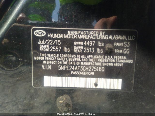 Photo 8 VIN: 5NPE24AF3GH275160 - HYUNDAI SONATA 