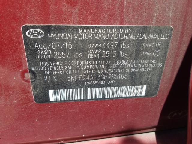 Photo 9 VIN: 5NPE24AF3GH285168 - HYUNDAI SONATA SE 