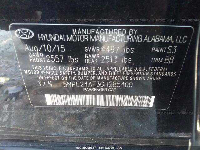 Photo 8 VIN: 5NPE24AF3GH285400 - HYUNDAI SONATA 