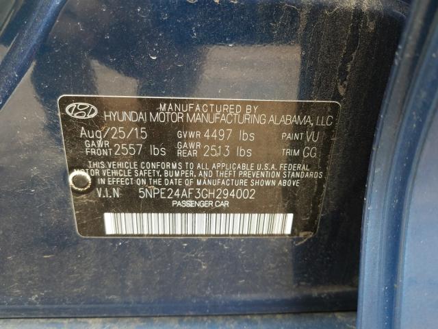 Photo 9 VIN: 5NPE24AF3GH294002 - HYUNDAI SONATA SE 