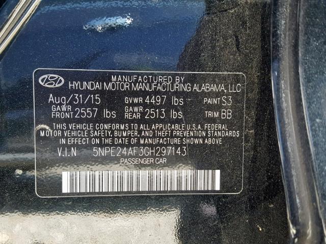 Photo 9 VIN: 5NPE24AF3GH297143 - HYUNDAI SONATA SE 