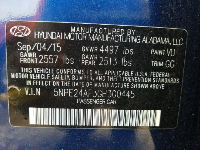 Photo 9 VIN: 5NPE24AF3GH300445 - HYUNDAI SONATA SE 