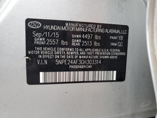 Photo 11 VIN: 5NPE24AF3GH303314 - HYUNDAI SONATA SE 