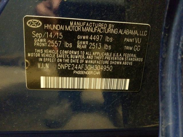 Photo 9 VIN: 5NPE24AF3GH304950 - HYUNDAI SONATA SE 