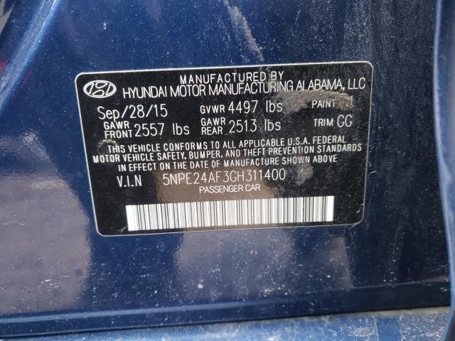 Photo 9 VIN: 5NPE24AF3GH311400 - HYUNDAI SONATA SE 