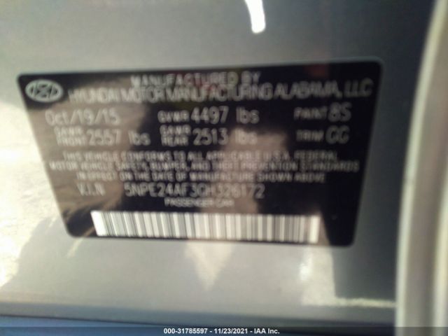 Photo 8 VIN: 5NPE24AF3GH326172 - HYUNDAI SONATA 