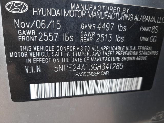 Photo 9 VIN: 5NPE24AF3GH341285 - HYUNDAI SONATA SE 