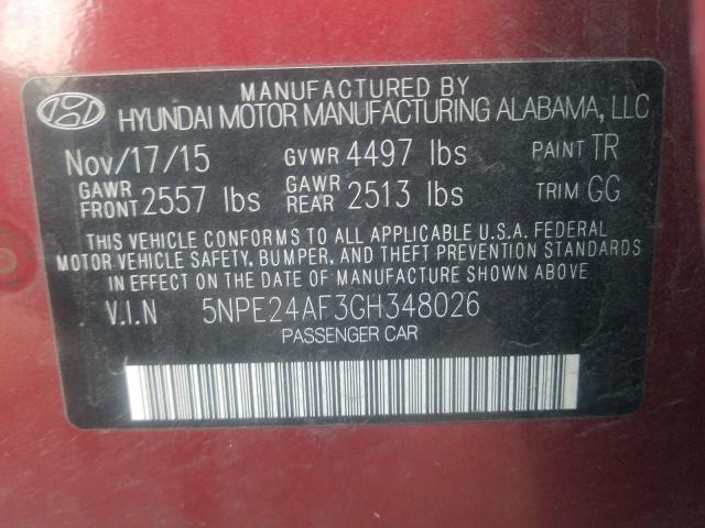 Photo 9 VIN: 5NPE24AF3GH348026 - HYUNDAI SONATA SE 