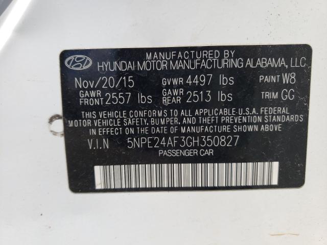 Photo 9 VIN: 5NPE24AF3GH350827 - HYUNDAI SONATA SE 