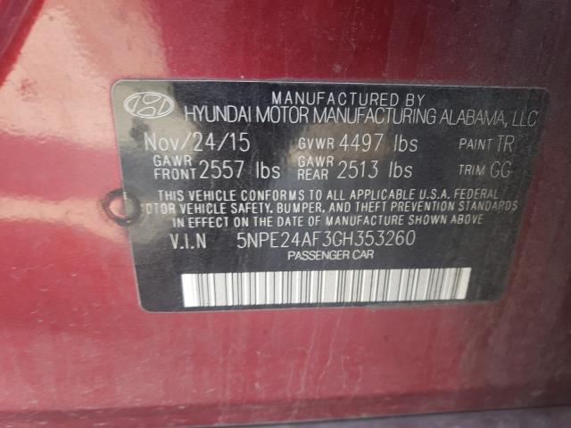 Photo 9 VIN: 5NPE24AF3GH353260 - HYUNDAI SONATA SE 