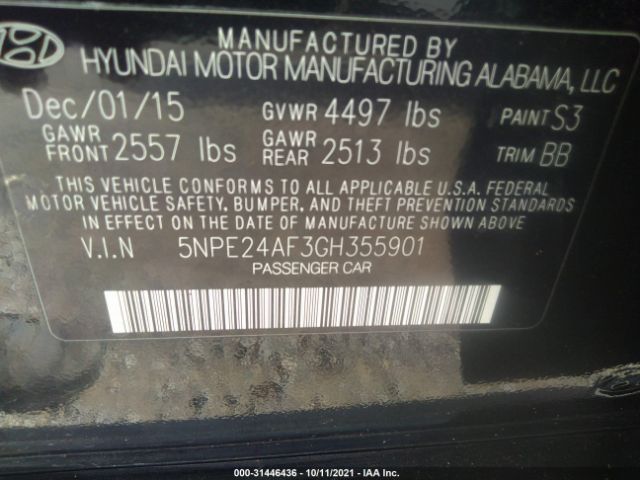 Photo 8 VIN: 5NPE24AF3GH355901 - HYUNDAI SONATA 