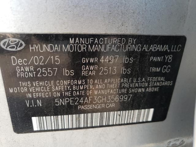 Photo 9 VIN: 5NPE24AF3GH356997 - HYUNDAI SONATA 