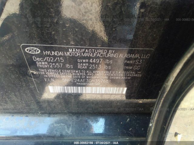 Photo 8 VIN: 5NPE24AF3GH357681 - HYUNDAI SONATA 