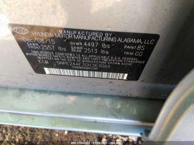 Photo 8 VIN: 5NPE24AF3GH363089 - HYUNDAI SONATA 