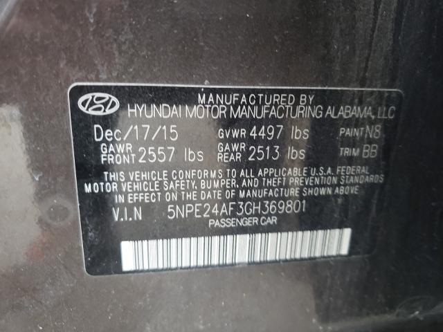 Photo 9 VIN: 5NPE24AF3GH369801 - HYUNDAI SONATA 