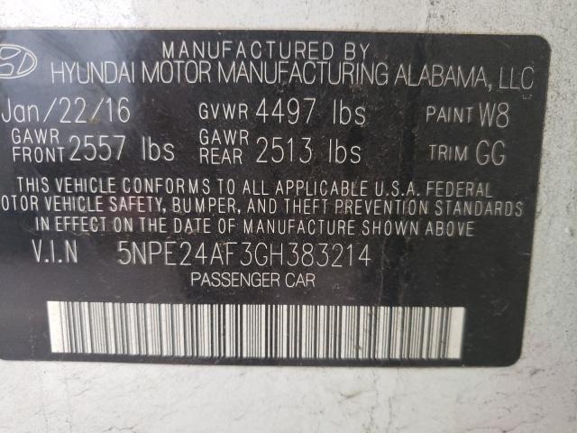 Photo 9 VIN: 5NPE24AF3GH383214 - HYUNDAI SONATA SE 