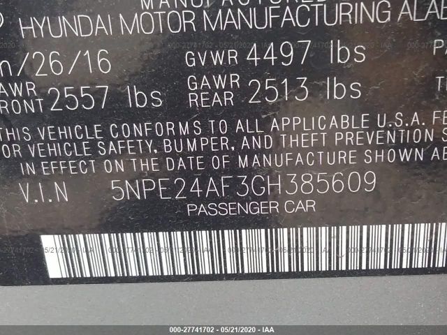 Photo 8 VIN: 5NPE24AF3GH385609 - HYUNDAI SONATA 