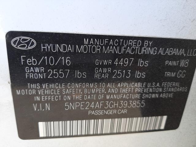 Photo 9 VIN: 5NPE24AF3GH393855 - HYUNDAI SONATA SE 